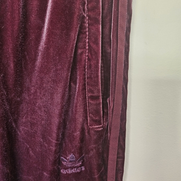 VGUC Adidas Velvet Vibes SST Track Pant Purple Plum Burgundy Women Small - Picture 6 of 16